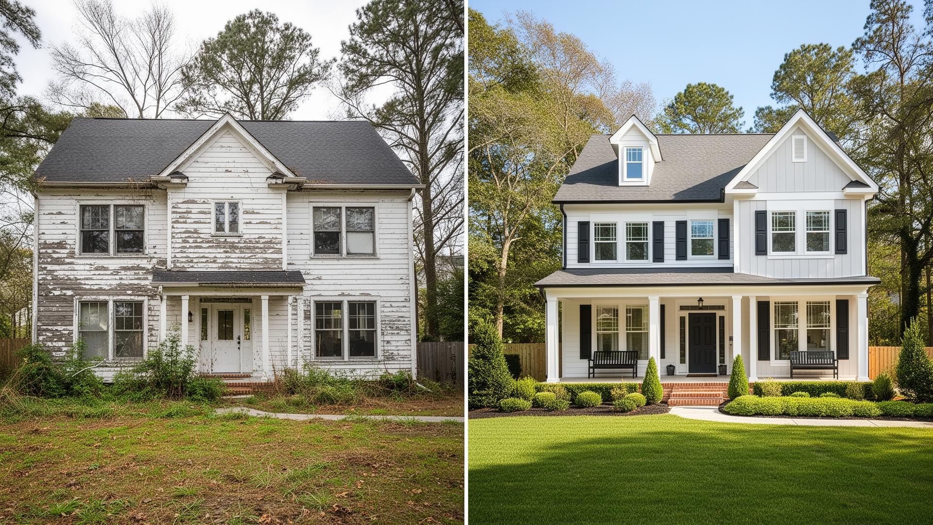 Before and after of a renovated NC home